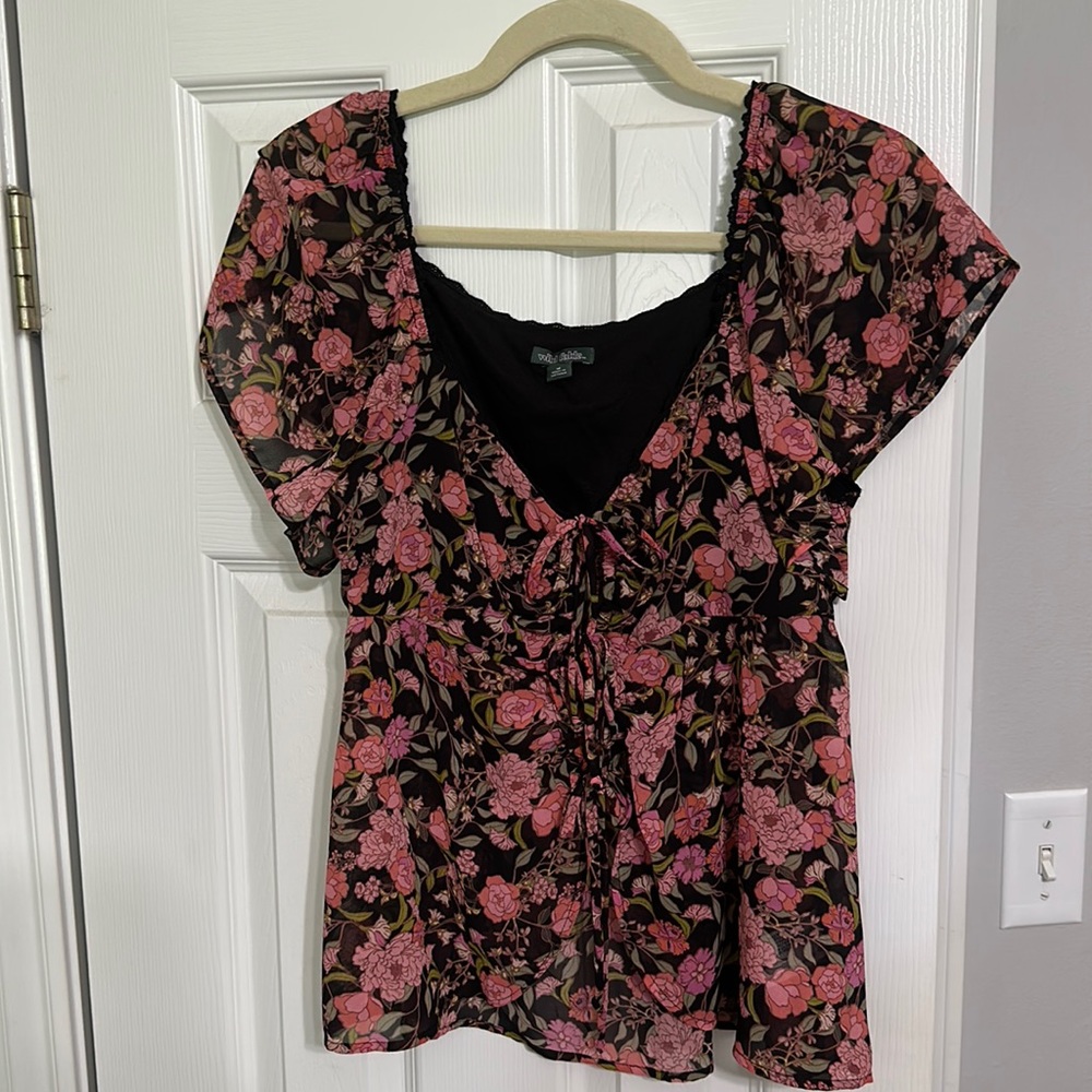 Open-tie wild fable top, pink floral